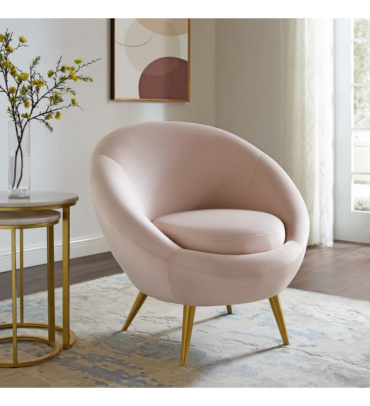 Circuit Performance Velvet Accent Chair in Pink - Lexmod