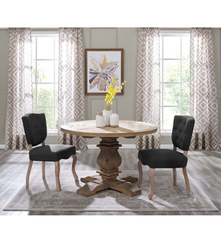 Column 47" Round Pine Wood Dining Table in Brown - Lexmod