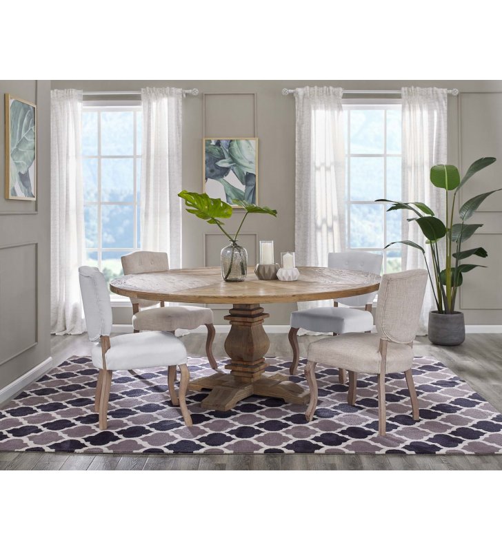 Column 71 Round Pine Wood Dining Table, Tristan Round Dining Table