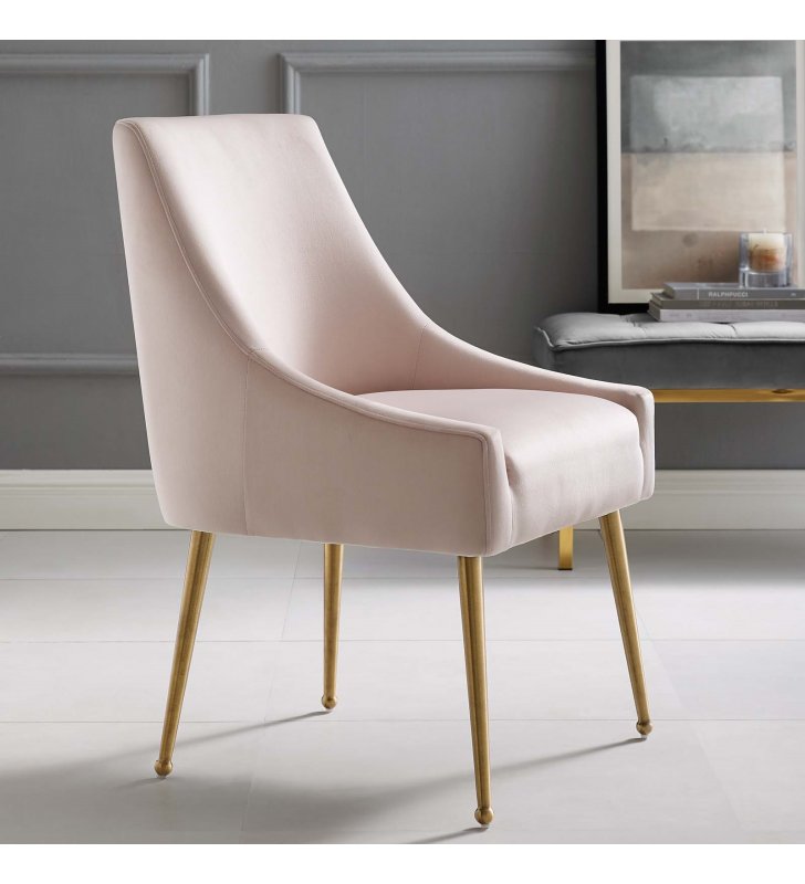 Discern Upholstered Performance Velvet Dining Chair in Pink - Lexmod