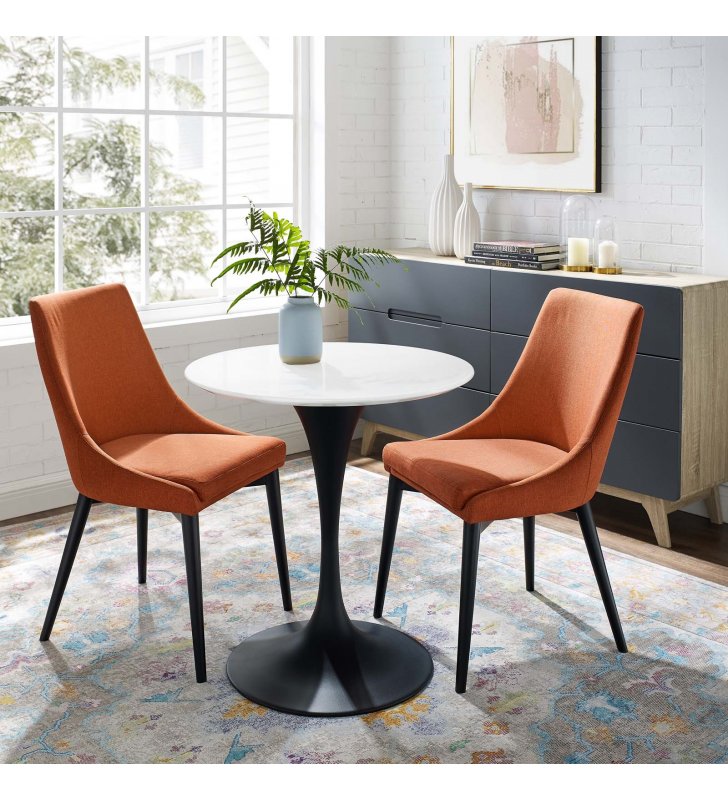 Lippa 28" Round Wood Dining Table in Black White - Lexmod