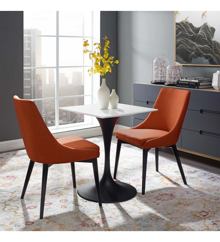 Lippa 24" Square Wood Top Dining Table in Black White - Lexmod