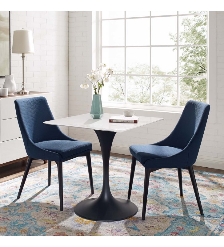 Lippa 28" Square Wood Top Dining Table in Black White - Lexmod