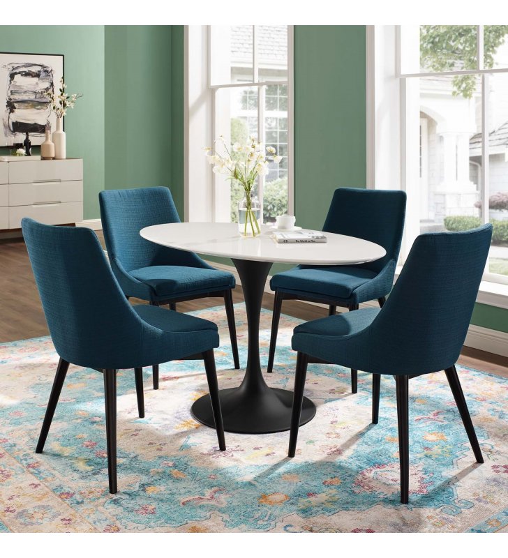 Lippa 48" Oval Wood Top Dining Table in Black White - Lexmod