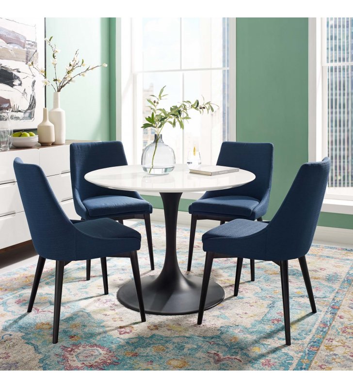 Lippa 40" Round Wood Dining Table in Black White - Lexmod