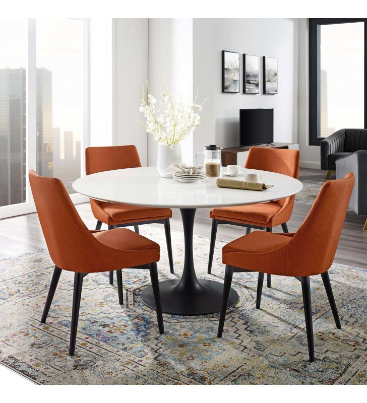 Lippa 54" Round Wood Dining Table in Black White - Lexmod
