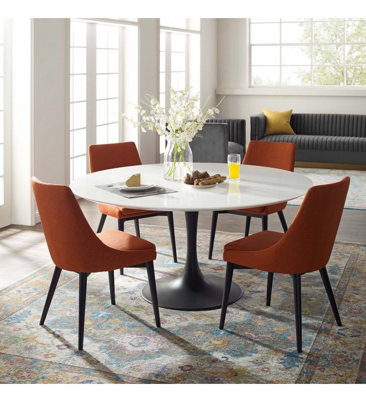 Lippa 60" Round Wood Dining Table in Black White - Lexmod