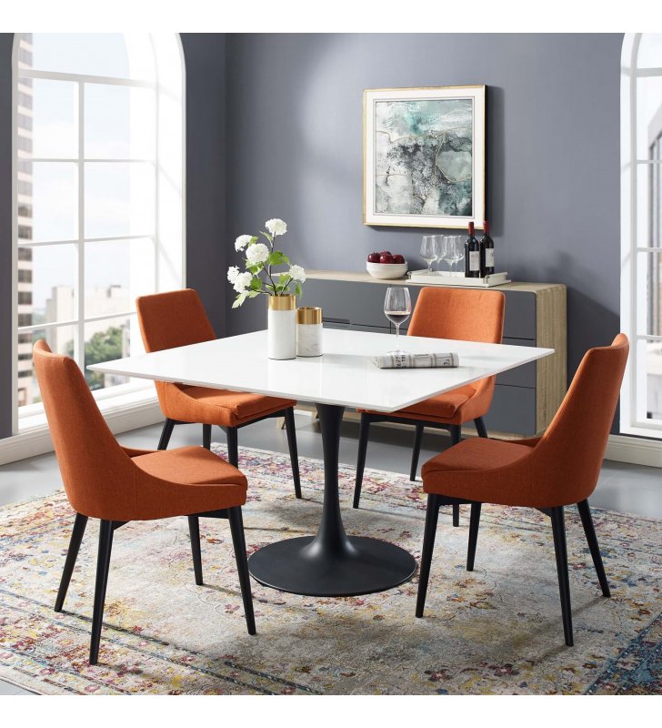 Lippa 47" Square Wood Top Dining Table in Black White - Lexmod