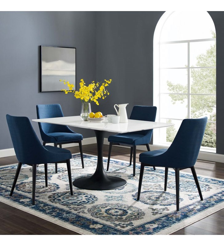Lippa 60" Rectangle Wood Dining Table in Black White - Lexmod