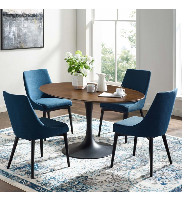 Lippa 60" Oval Walnut Dining Table in Black Walnut - Lexmod
