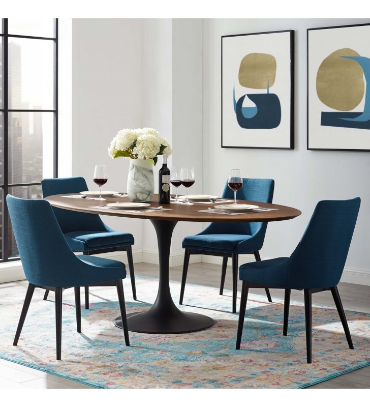 Lippa 78" Oval Wood Dining Table in Black Walnut - Lexmod