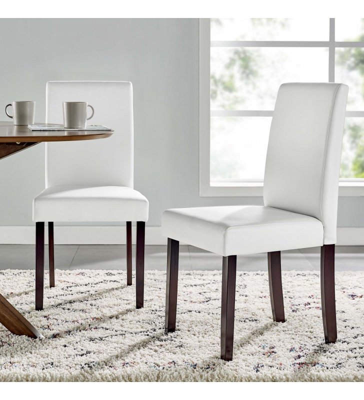 Prosper Faux Leather Dining Side Chair Set of 2 in White - Lexmod