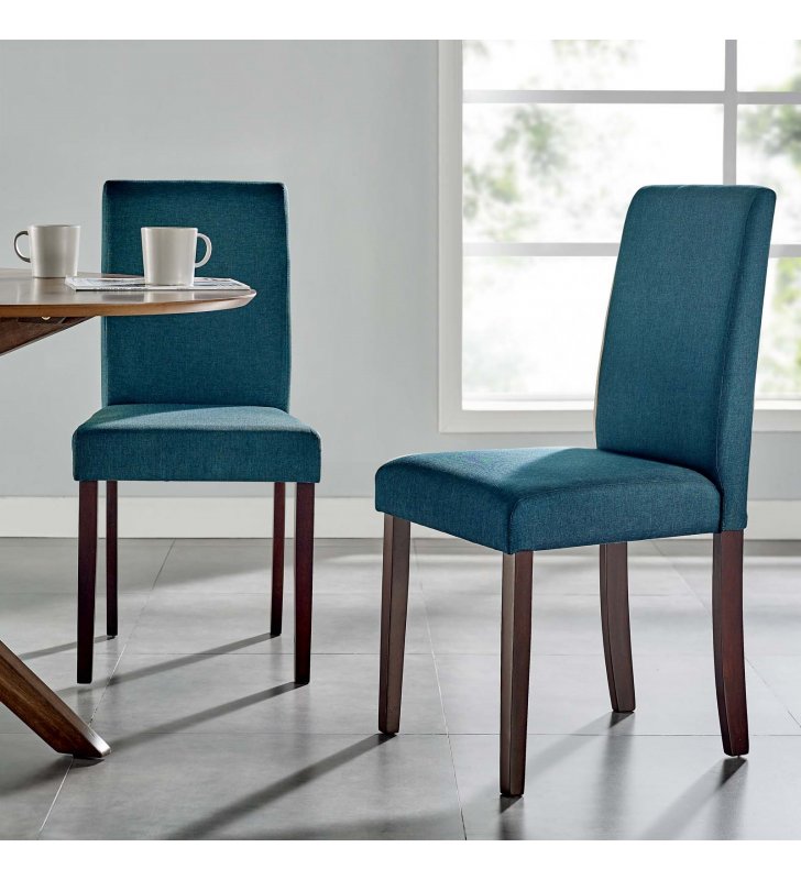 Prosper Upholstered Fabric Dining Side Chair Set of 2 in Blue - Lexmod