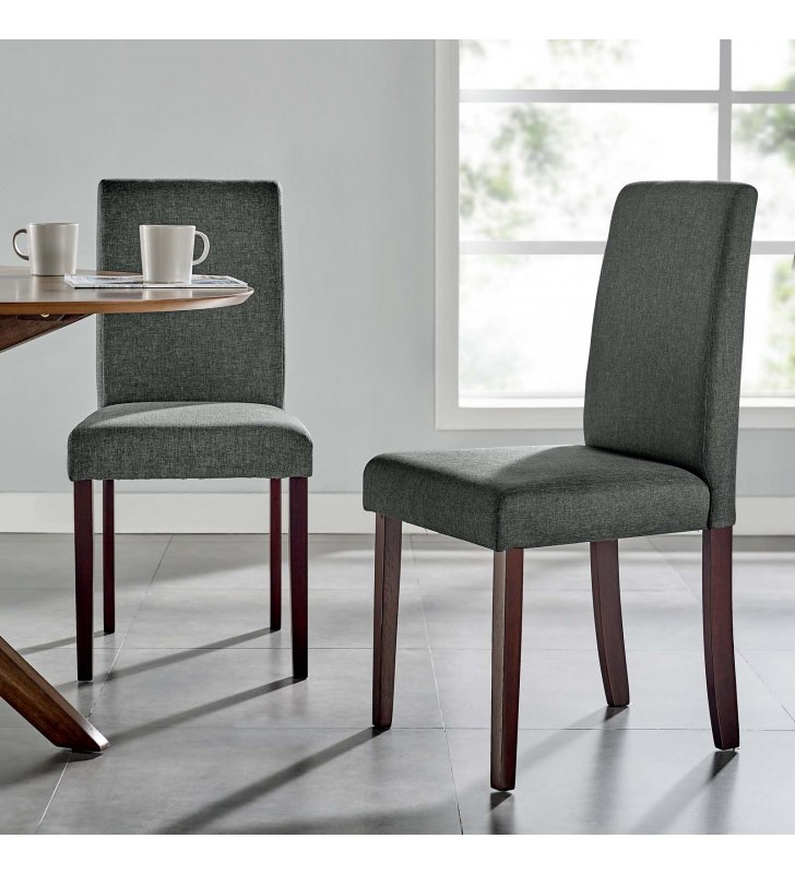 Prosper Upholstered Fabric Dining Side Chair Set of 2 in Gray - Lexmod