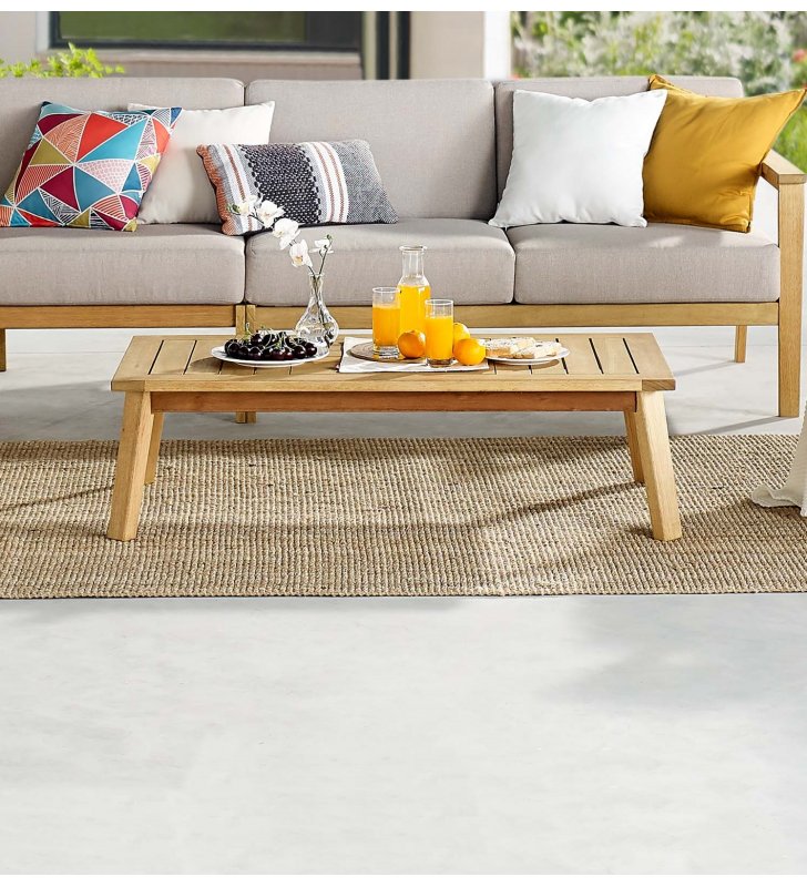 Sedona Outdoor Patio Eucalyptus Wood Coffee Table in Natural - Lexmod