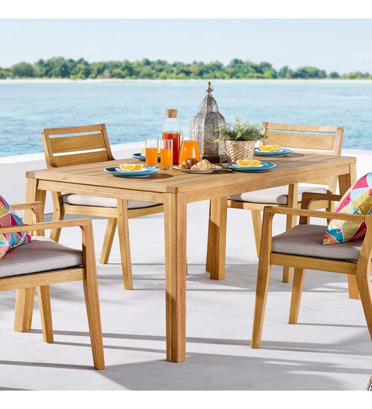 Portsmouth 63" Karri Wood Outdoor Patio Dining Table in Natural - Lexmod