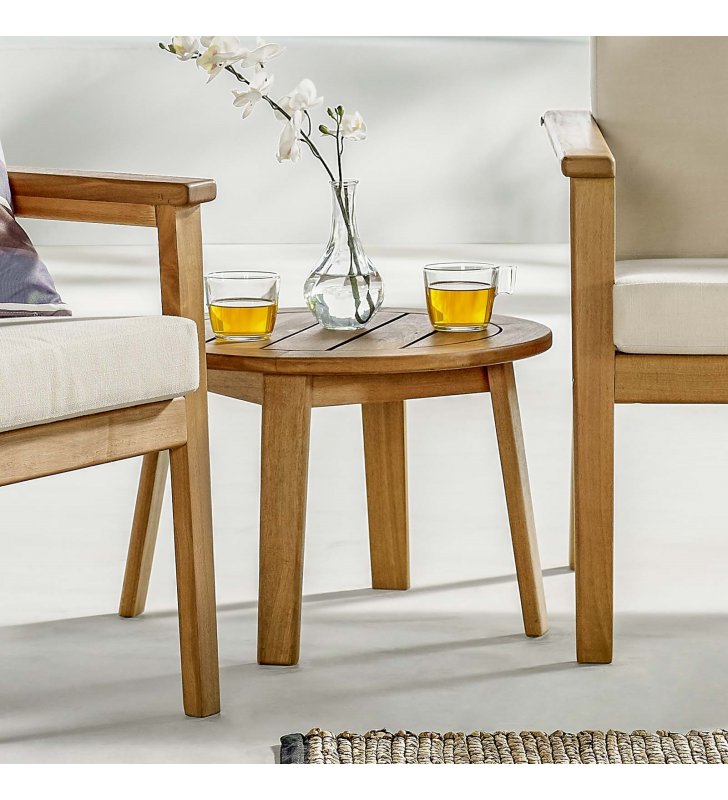Vero Ash Wood Outdoor Patio Side End Table in Natural - Lexmod