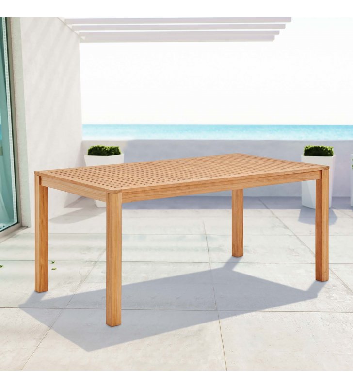 Farmstay 63" Rectangle Outdoor Patio Teak Wood Dining Table in Natural - Lexmod