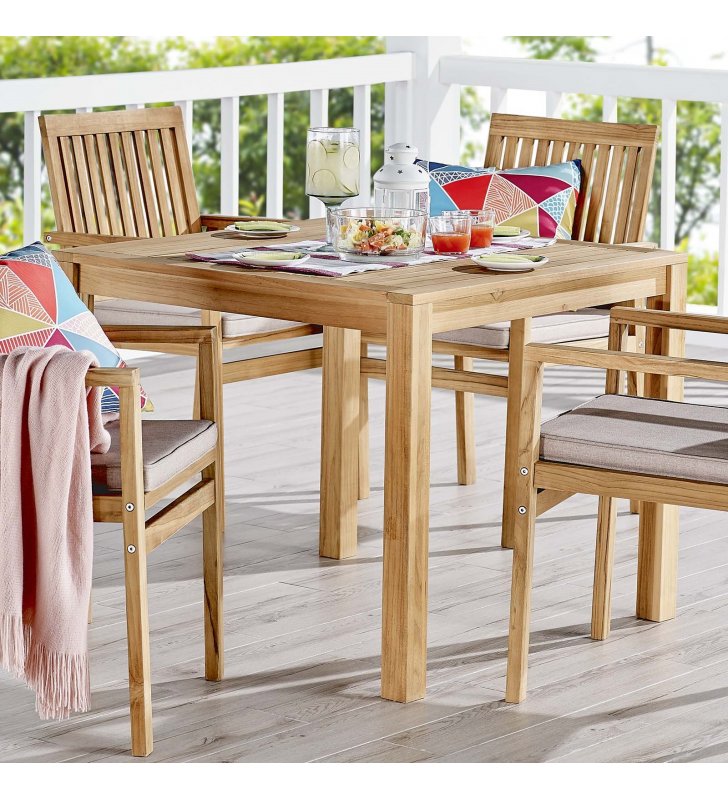 Farmstay 36" Square Outdoor Patio Teak Wood Dining Table in Natural - Lexmod