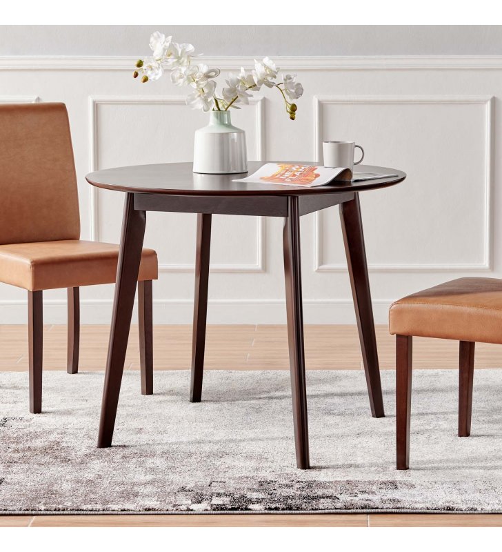 Vision 35" Round Dining Table in Cappuccino - Lexmod