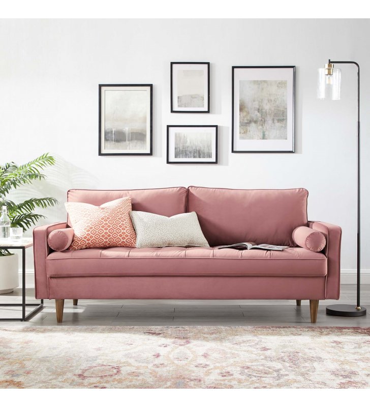 Valour Performance Velvet Sofa in Dusty Rose - Lexmod