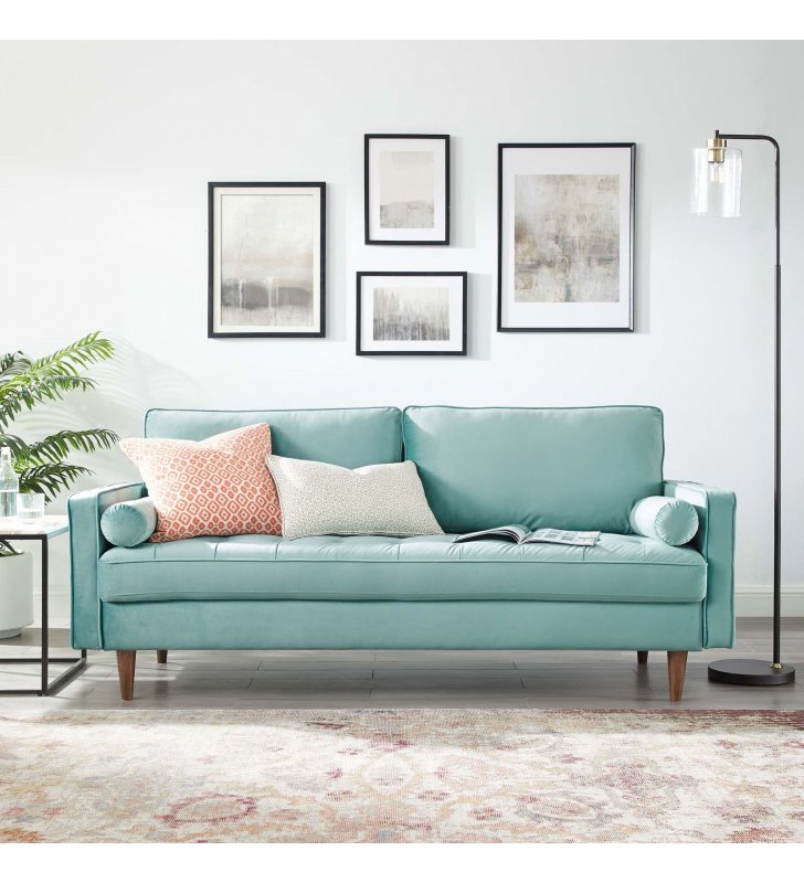 Valour Performance Velvet Sofa in Mint - Lexmod