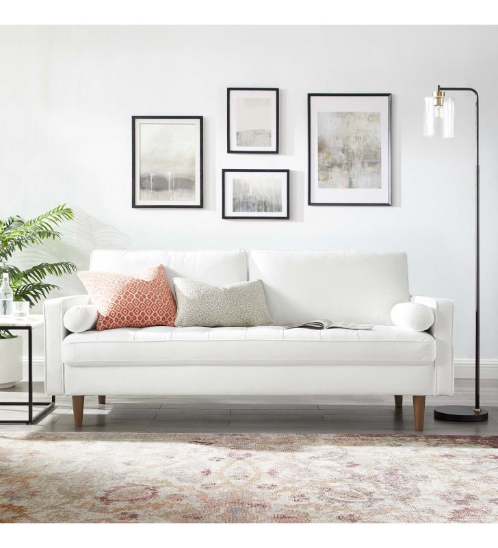 Valour Performance Velvet Sofa in White - Lexmod