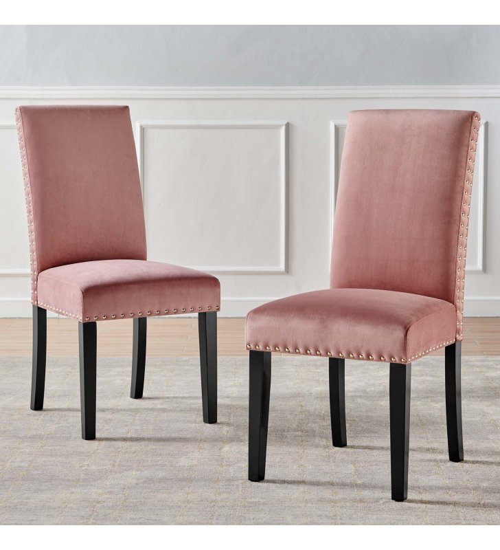 Parcel Performance Velvet Dining Side Chairs - Set of 2 in Dusty Rose - Lexmod
