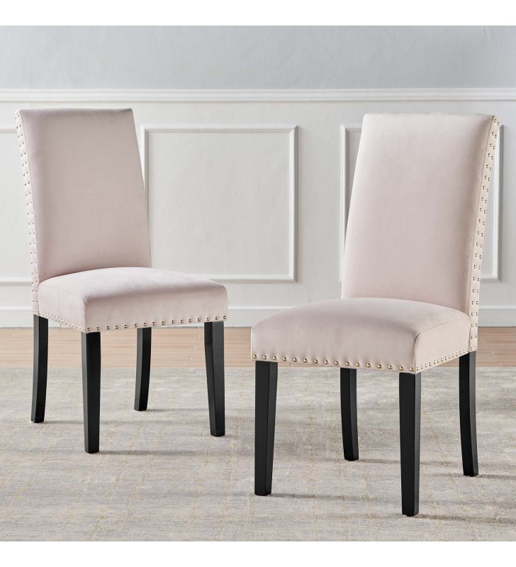 Parcel Performance Velvet Dining Side Chairs - Set of 2 in Pink - Lexmod