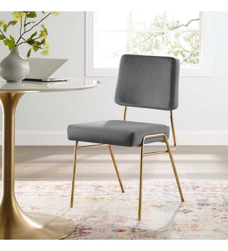 Craft Performance Velvet Dining Side Chair in Gold Gray - Lexmod