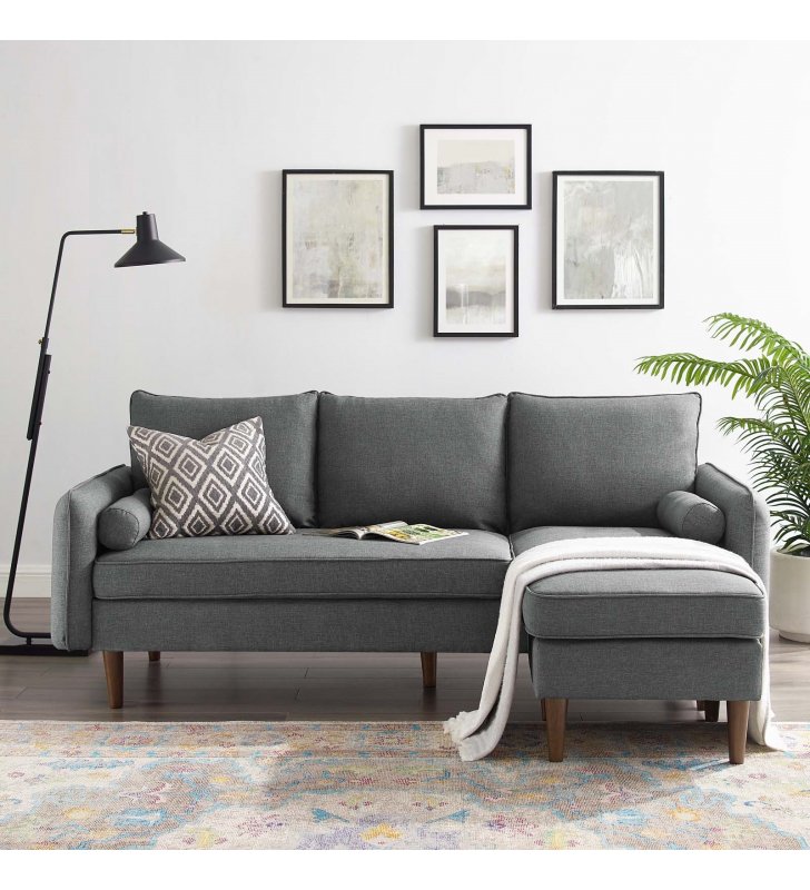 Revive Upholstered Right or Left Sectional Sofa in Gray - Lexmod