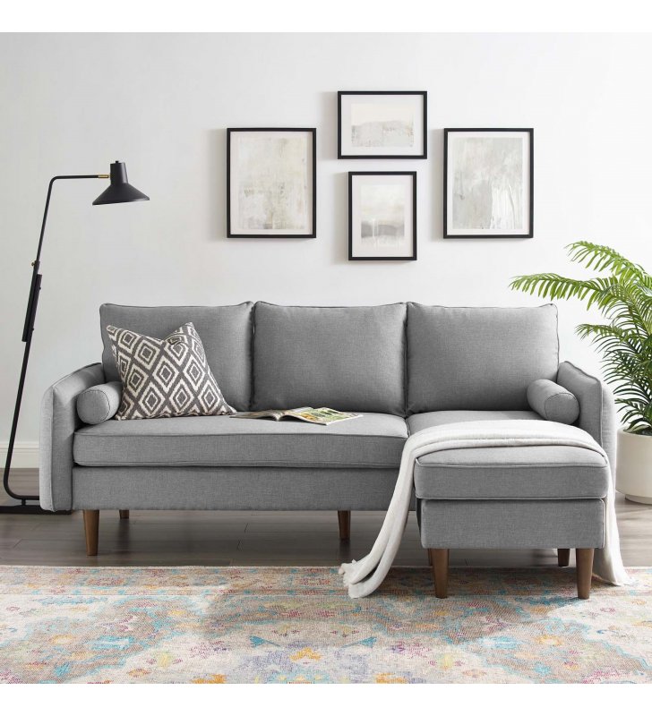 Revive Upholstered Right or Left Sectional Sofa in Light Gray - Lexmod