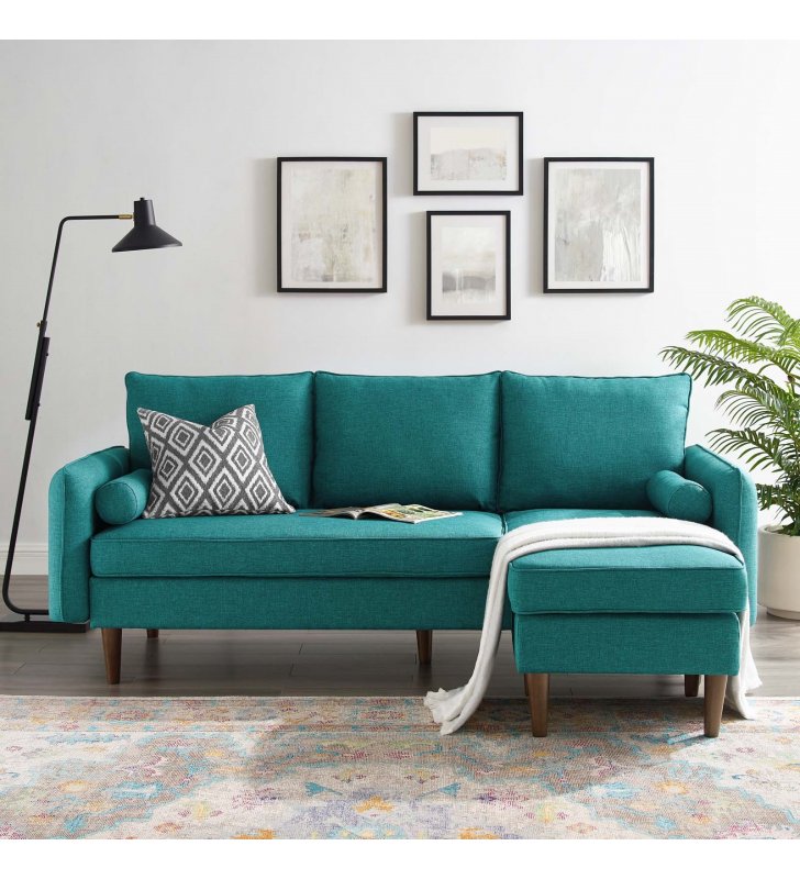 Revive Upholstered Right or Left Sectional Sofa in Teal - Lexmod