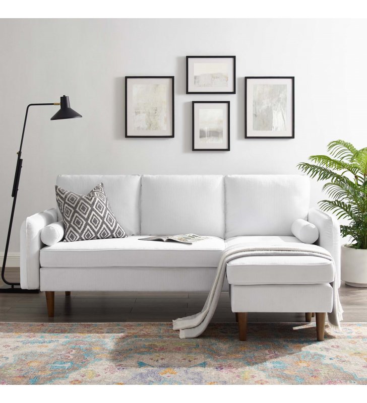 Revive Upholstered Right or Left Sectional Sofa in White - Lexmod