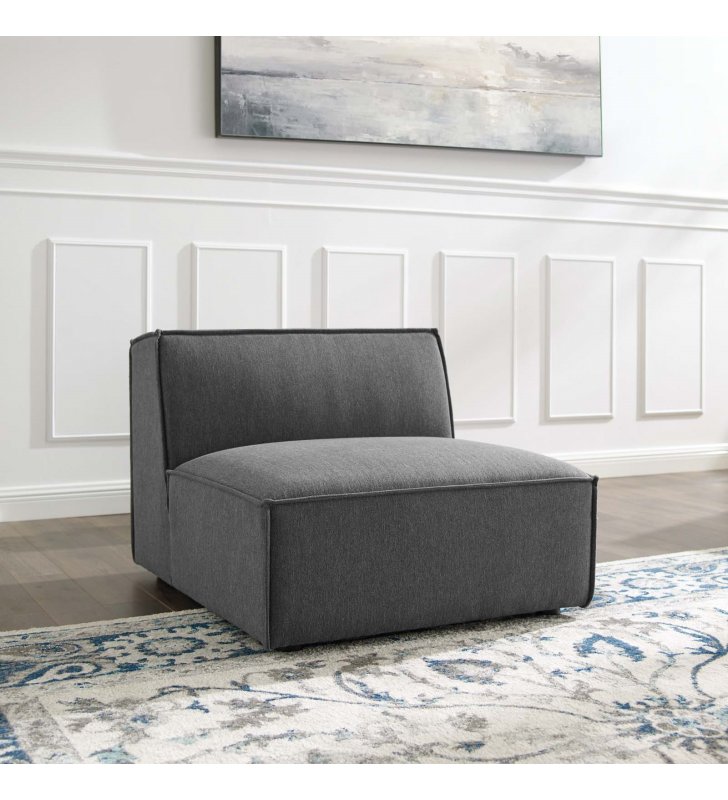 Restore Sectional Sofa Armless Chair in Charcoal - Lexmod