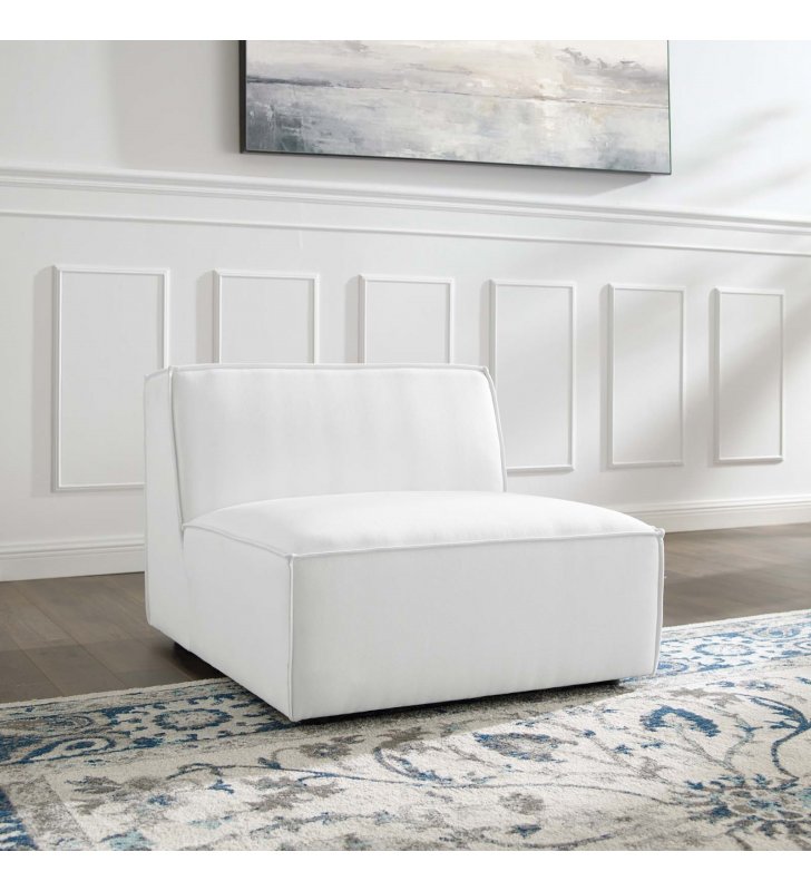 Restore Sectional Sofa Armless Chair in White - Lexmod