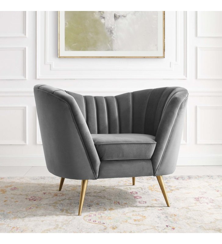 Opportunity Performance Velvet Armchair in Gray - Lexmod
