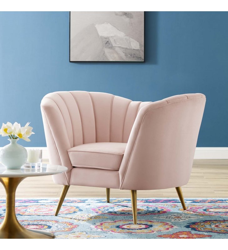 Opportunity Performance Velvet Armchair in Pink - Lexmod