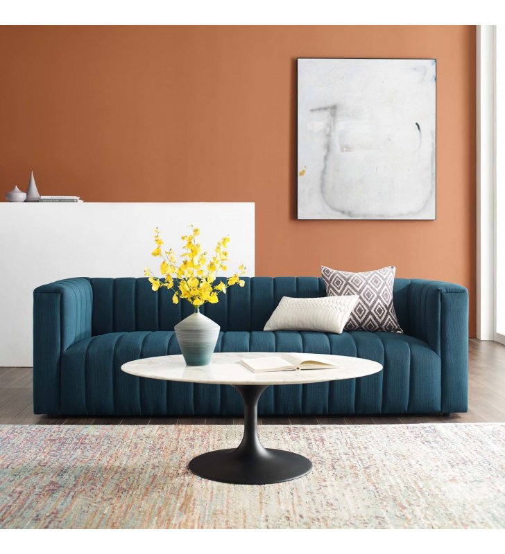 Reflection Channel Tufted Upholstered Fabric Sofa in Azure - Lexmod