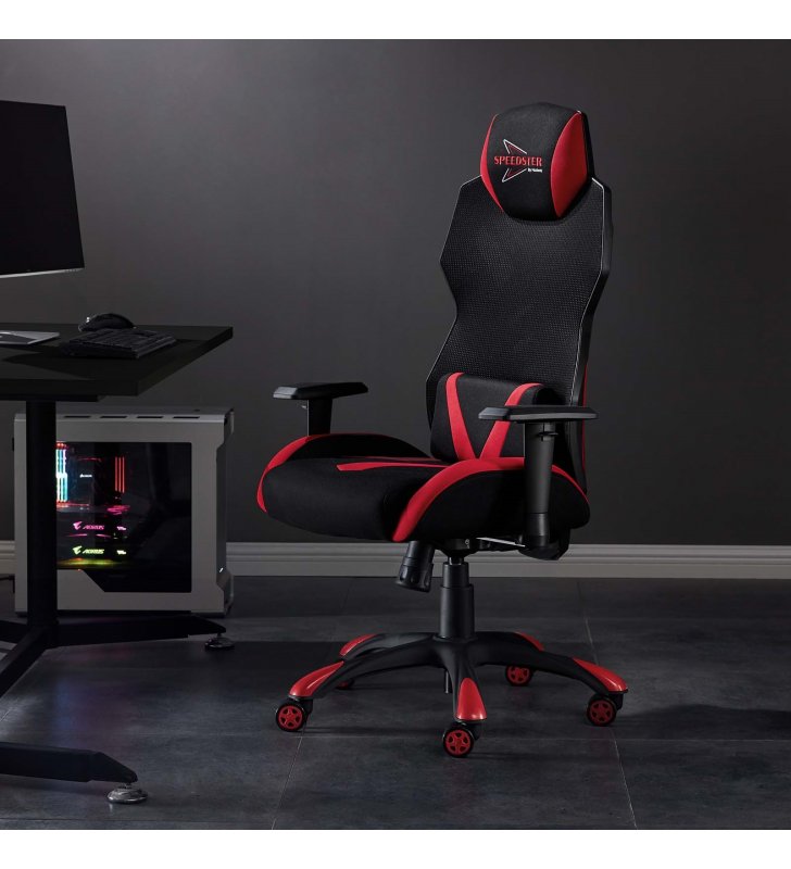 Speedster Mesh Gaming Computer Chair in Black Red - Lexmod