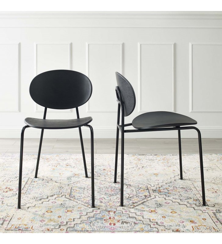 Palette Dining Side Chair Set of 2 in Black - Lexmod