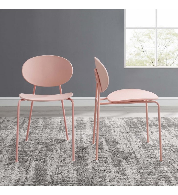 Palette Dining Side Chair Set of 2 in Pink - Lexmod