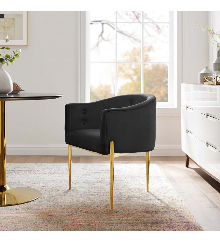 Savour Tufted Performance Velvet Accent Chair in Black - Lexmod