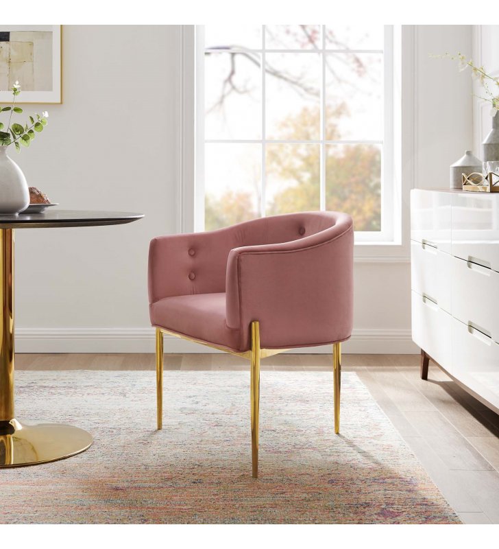 Savour Tufted Performance Velvet Accent Chair in Dusty Rose - Lexmod