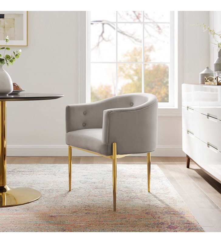 Savour Tufted Performance Velvet Accent Chair in Light Gray - Lexmod