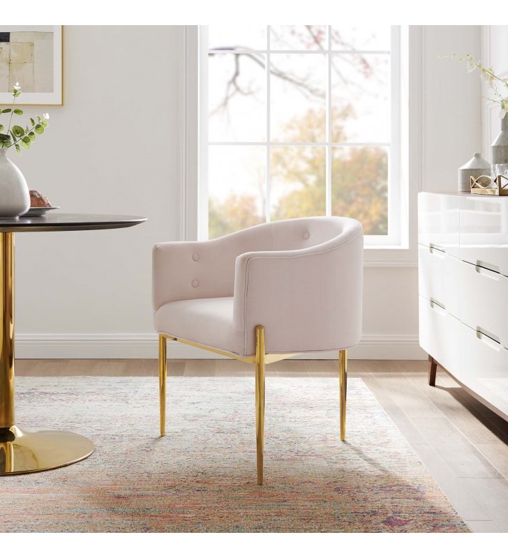 Savour Tufted Performance Velvet Accent Chair in Pink - Lexmod