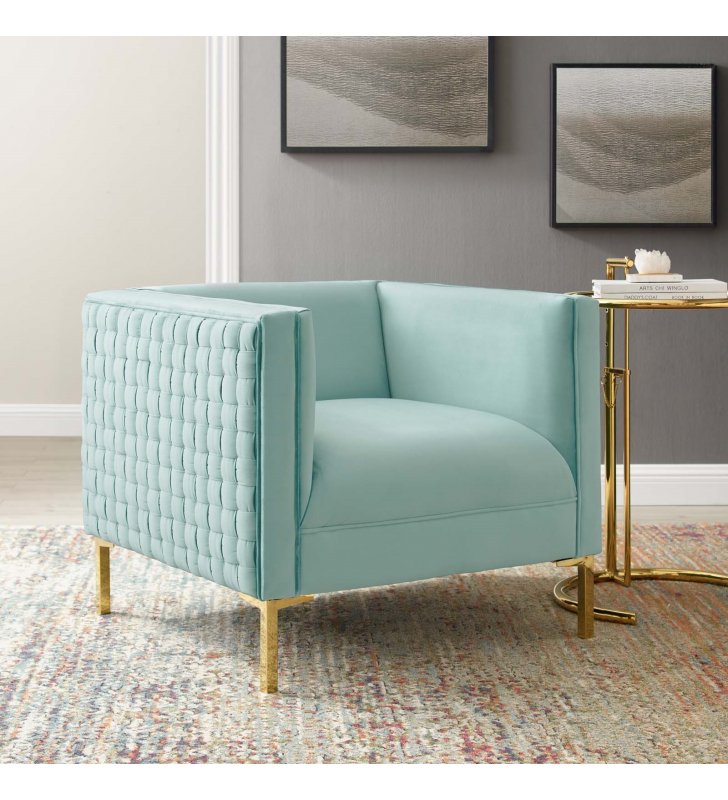 Resonate Performance Velvet Armchair in Mint - Lexmod