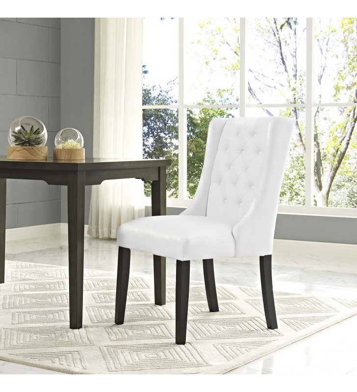 Baronet Vinyl Dining Chair in White - Lexmod