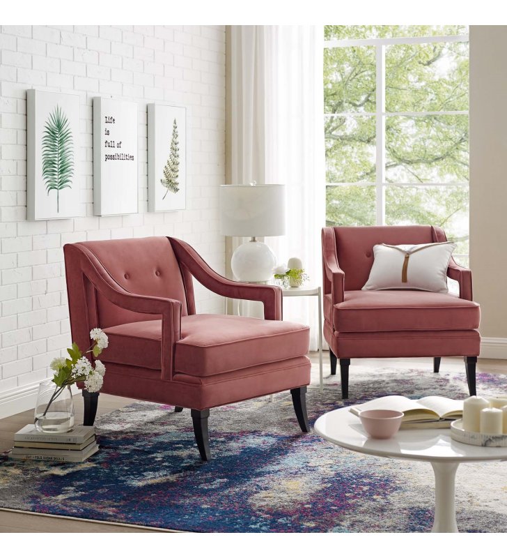 Concur Living Room Set Performance Velvet Set of 2 in Dusty Rose - Lexmod