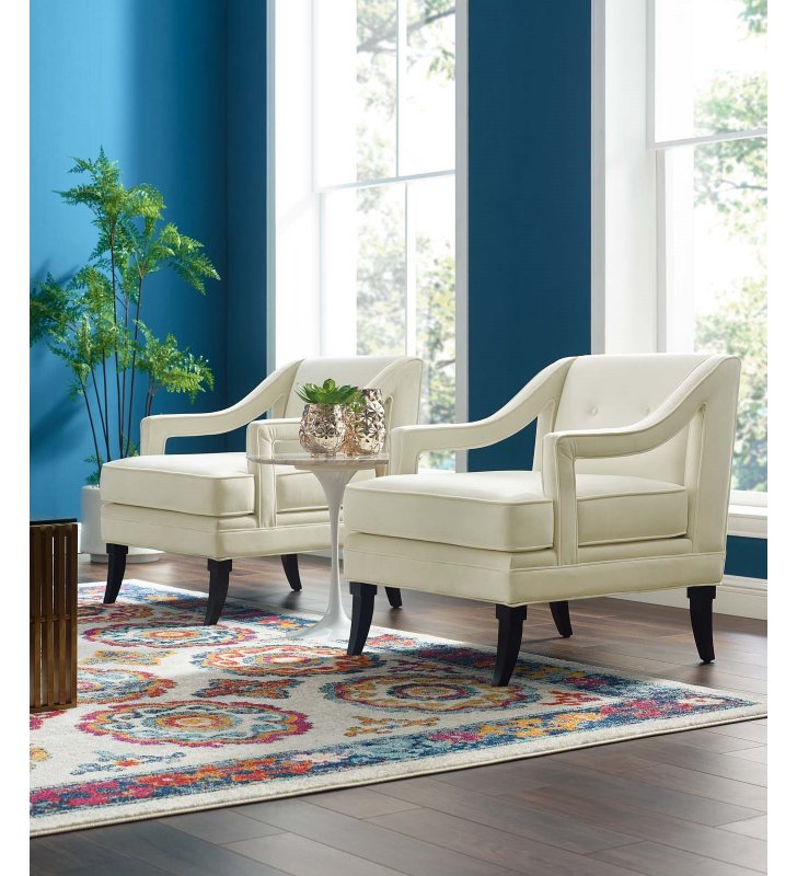 Concur Living Room Set Performance Velvet Set of 2 in Ivory - Lexmod